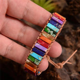 Boho Stone Chakra Leather Wrap Power Bracelet