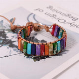 Boho Stone Chakra Leather Wrap Power Bracelet