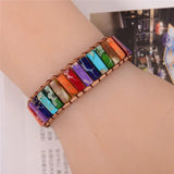 Boho Stone Chakra Leather Wrap Power Bracelet