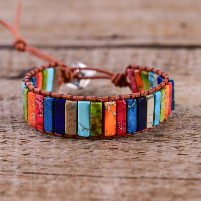 Multicolor Stone Wrap Bracelet Chakra Power Jewelry