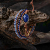 Bohemian Leather Wrap Bracelet Gilded Charms 3 Strands