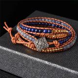 Bohemian Leather Wrap Bracelet Gilded Charms 3 Strands