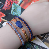Bohemian Leather Wrap Bracelet Gilded Charms 3 Strands