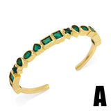 Chunky Rainbow Crystal Cuff Bangles Copper Plated Adjustable Bracelet