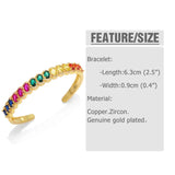 Chunky Rainbow Crystal Cuff Bangles Copper Plated Adjustable Bracelet