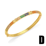 Chunky Rainbow Crystal Cuff Bangles Copper Plated Adjustable Bracelet