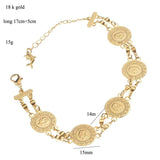 Arabic Totem Charm Coin Chain Bracelet Plated for Women