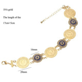 Arabic Totem Charm Coin Chain Bracelet Plated for Women