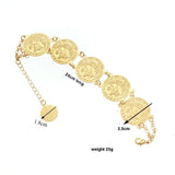 Arabic Totem Charm Coin Chain Bracelet Plated for Women