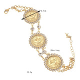 Arabic Totem Charm Coin Chain Bracelet Plated for Women