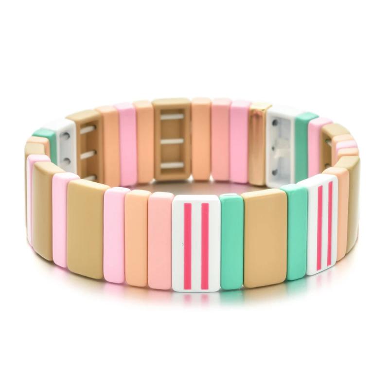 Colorful Rainbow Bracelet Stack Enamel Bangle Bracelets For Women