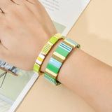 Colorful Rainbow Bracelet Stack Enamel Bangle Bracelets For Women