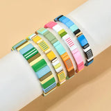 Colorful Rainbow Bracelet Stack Enamel Bangle Bracelets For Women