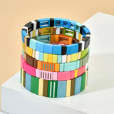 Colorful Rainbow Bracelet Stack Enamel Bangle Bracelets For Women