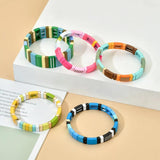 Colorful Rainbow Bracelet Stack Enamel Bangle Bracelets For Women
