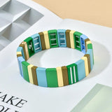 Colorful Rainbow Bracelet Stack Enamel Bangle Bracelets For Women