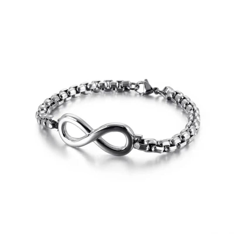 Stainless Steel Lucky Number 8 Chain Bracelet Man Box Chain Jewelry