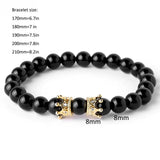 Mcllroy Men Bracelet Lion Head with Crown 8mm Natural Stone Beads