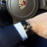 Mcllroy Men Bracelet Lion Head with Crown 8mm Natural Stone Beads