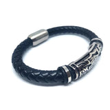 Megin D Stainless Steel Leather Bangle Bracelet for Men Women