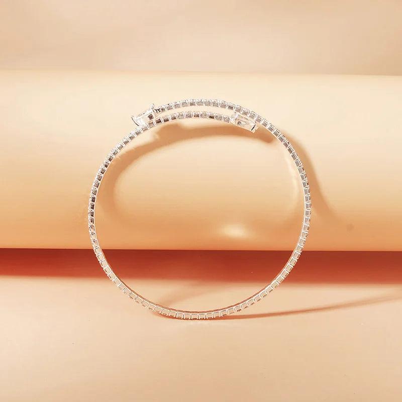 Rhinestone Bracelets for Women Rose Charm Bracelet Femme Jewelry