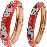 Enamel Double Bangles Set Metal Jewelry For Women