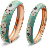 Enamel Double Bangles Set Metal Jewelry For Women