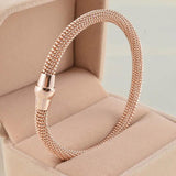 Punk Cable Wire Bangles Stainless Steel Rose Cable Chains Cuff Bracelets