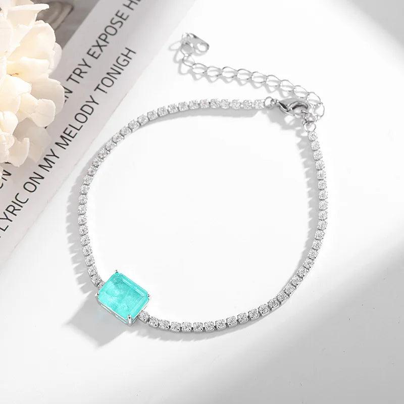 Oval Sky Zircon Ice Crack Bracelet Women Wedding Jewelry