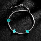 Oval Sky Zircon Ice Crack Bracelet Women Wedding Jewelry