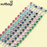 Water Drop Green Emerald Link Chain Bracelet 18+2cm Box