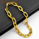 6.5mm Stainless Steel Geometric Link Chain Bracelet Silver Plated