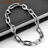 6.5mm Stainless Steel Geometric Link Chain Bracelet Silver Plated