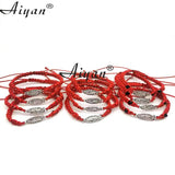 Religious Mary Double Hole Crystal Glass Bead Bracelet Men Women Prayer