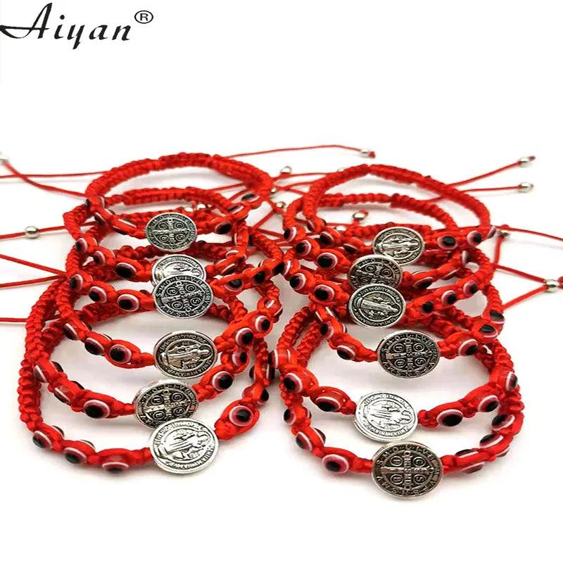 12Pcs Religious St. Benedict Resin Eyes Bracelets Men Women Prayer Protection