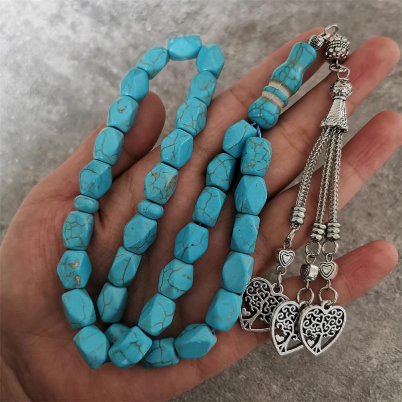 Islamic Tasbeeh 33 Beads Turquoise Stone Allah Prayer Beads Tespih Rosary
