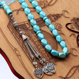 Islamic Tasbeeh 33 Beads Turquoise Stone Allah Prayer Beads Tespih Rosary