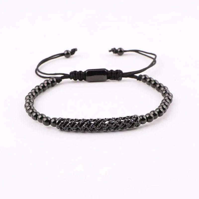 CZ Charm Stainless Steel Beads Macrame Bracelet