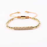 CZ Charm Stainless Steel Beads Macrame Bracelet
