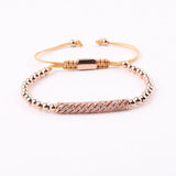 CZ Charm Stainless Steel Beads Macrame Bracelet