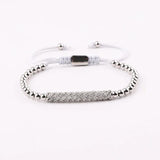 CZ Charm Stainless Steel Beads Macrame Bracelet