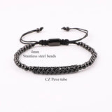 CZ Charm Stainless Steel Beads Macrame Bracelet