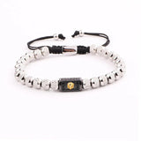 Stainless Steel CZ Lion Macrame Bracelet Men