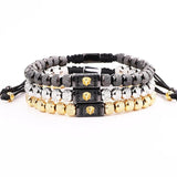 Stainless Steel CZ Lion Macrame Bracelet Men