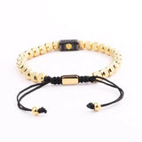 Stainless Steel CZ Lion Macrame Bracelet Men