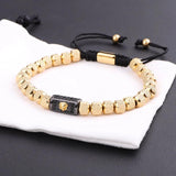 Stainless Steel CZ Lion Macrame Bracelet Men