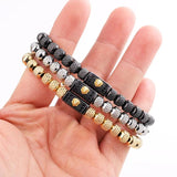 Stainless Steel CZ Lion Macrame Bracelet Men