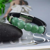 Men's Tiger Eye Stone Leather Bracelet Geometric Shape Bijoux Homme