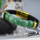 Men's Tiger Eye Stone Leather Bracelet Geometric Shape Bijoux Homme
