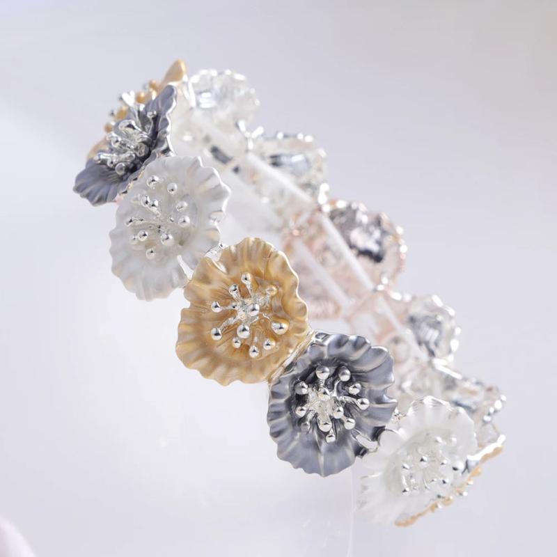 Crystal Enamel Flower Bracelet for Women